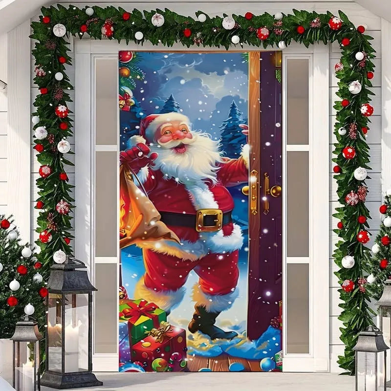 FUNDA  NAVIDEÑA PARA PUERTA DE CASA | Diseño Santa Claus Reutilizable – Tiendas Victoria Brickmann